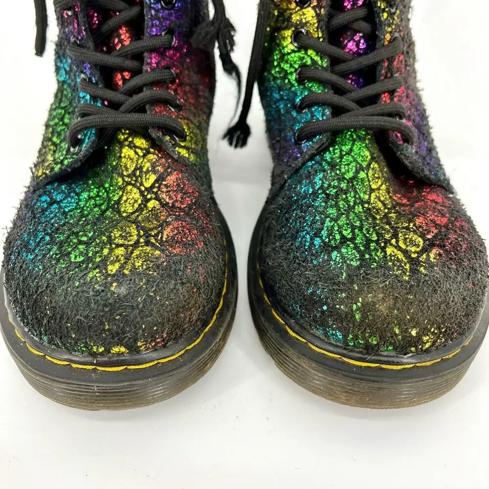 Dr.‎ Martens Kids 1 1460 Pascal kids Rainbow Iridescent Suede Combat Boot